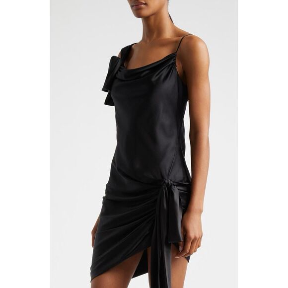 Cinq a Sept Womens Venus Silk Asymmetric Sleeveless Mini Dress Black Size 16 - Picture 3 of 10